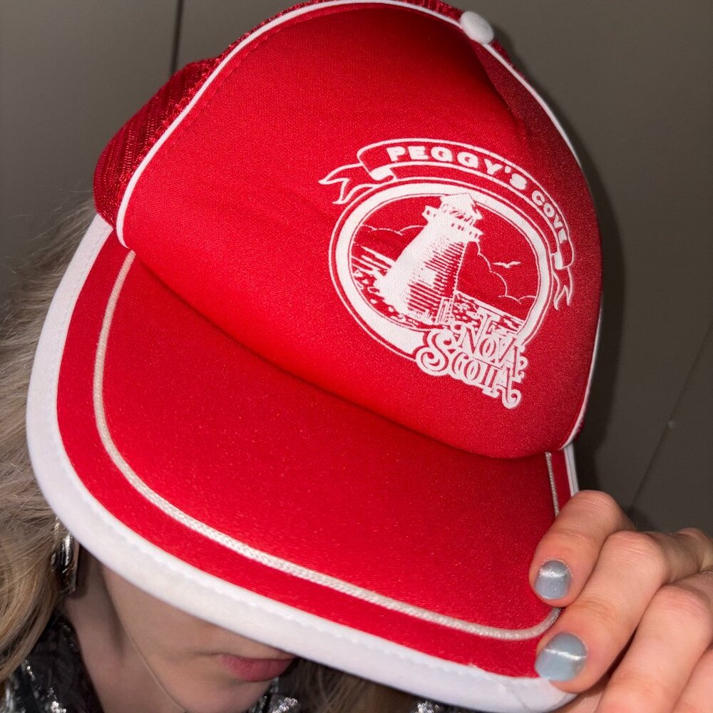 Vintage Red and White Nova Scotia Trucker Hat